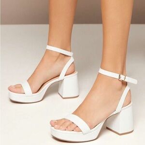 Elegant White Block Heel Sandals